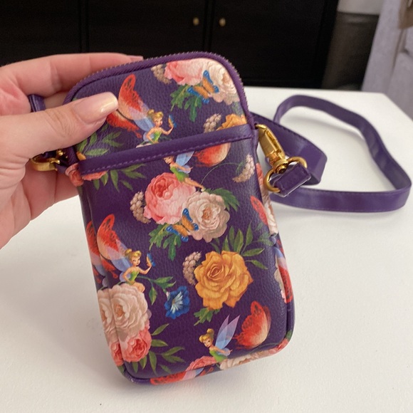 Disney parks tinker bell flower purple crossbody cellphone bag Disneyland bag - Picture 4 of 9